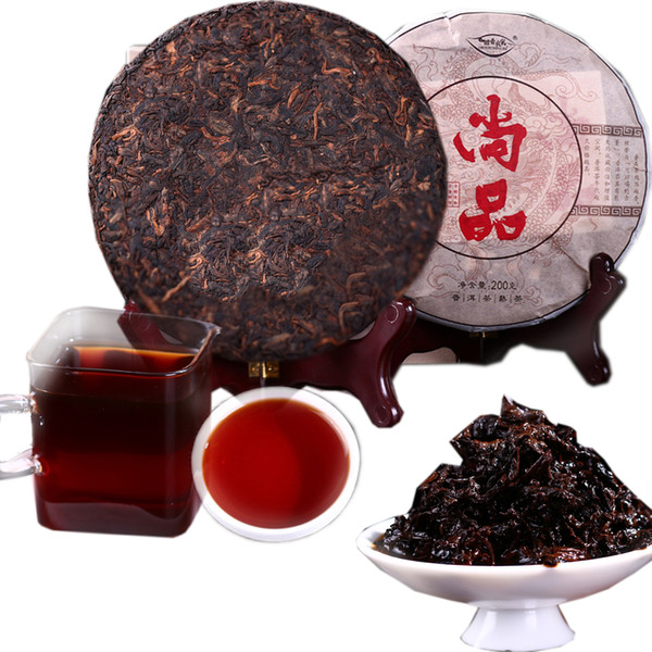 Ripe Puer Tea Cake Yunnan Brown High Mountain Ecological Pu'er Cooked Tea Cake Box for Gift 200g