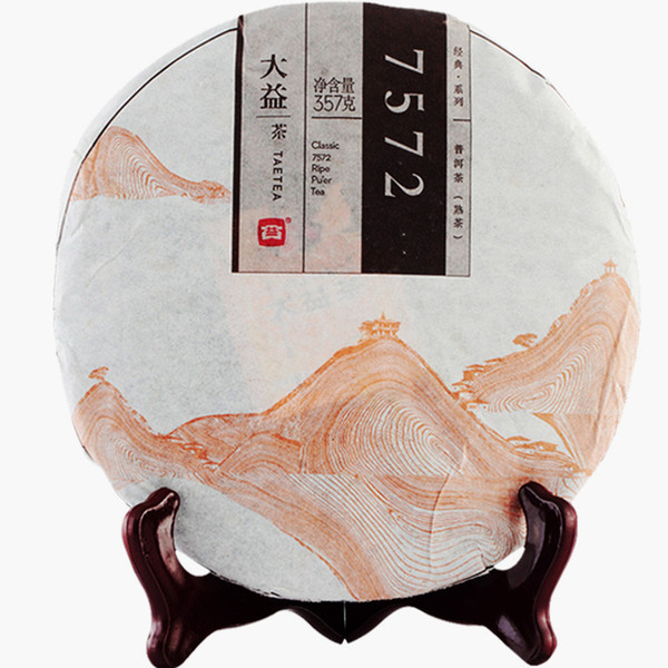 357g China Yunnan Ripe Pu'er Tea Cake Menghai Dayi Classic 7572 Puer Shu Tea Cooked Puerh