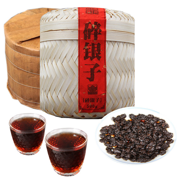 Yunnan Ripe Pu'er Tea Gift Cooked Puerh Tea Chinese Handmade Bamboo Basket Beautiful Package for Gift