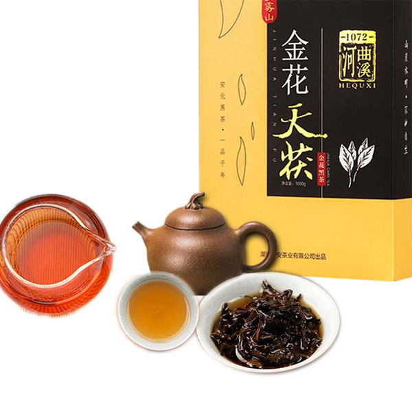 1000g Premium Chinese Hunan Anhua Black Tea Fu Brick Tea Specialty Jinhua Golden Flower Healthy Food