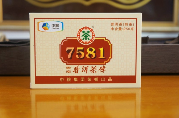 Authentic puer tea brand Puerh China Tea 7581, cooked puerh brick 250g 100% pure material wholesale