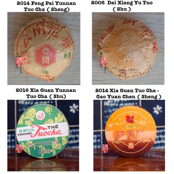 Tuo Box 4x100g of various Tu Cha ( 2 Shu & 2 Sheng ) - Xia Guan and Feng Pai