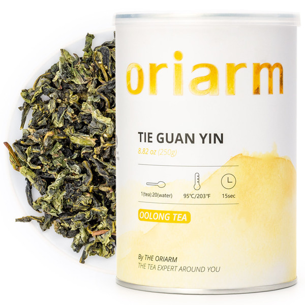 Organic Tie Guan Yin Yun Aroma Chinese Oolong Tea Anxi Tieguanyin China Fujian Oolong Tikuanyin Green Tea Health Care Tin 250g
