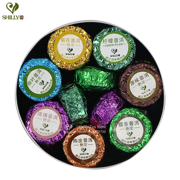 100g Shu Pu er Mini Tuo Cha 7 kinds of mixed flavors Puerh Chinese Ripe Puer tea Brand including Orange Pu er Slimming Pu Erh