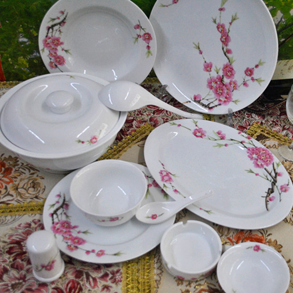 Chinese Jingdezhen supply 56 high-quality bone china tableware suit 