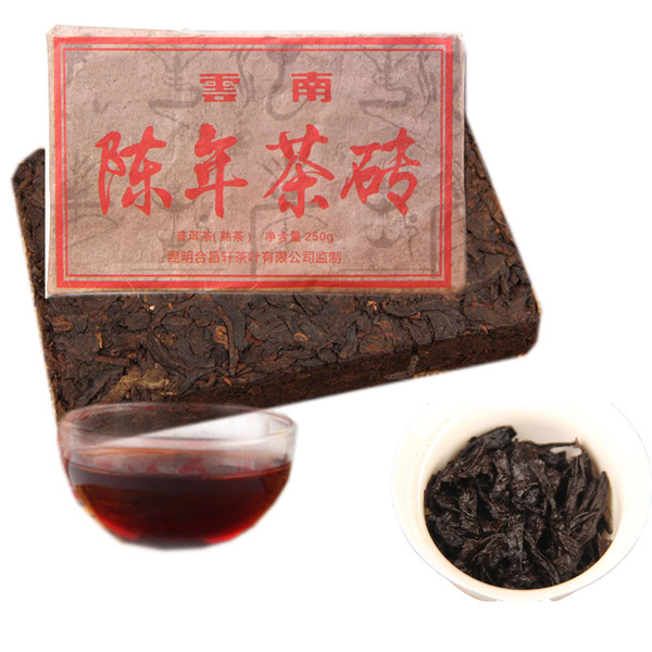 High Quality Chinese Yunnan Ripe Pu'er Tea Brick Old Tea Cooked Puer Tea Healthy Care 250g