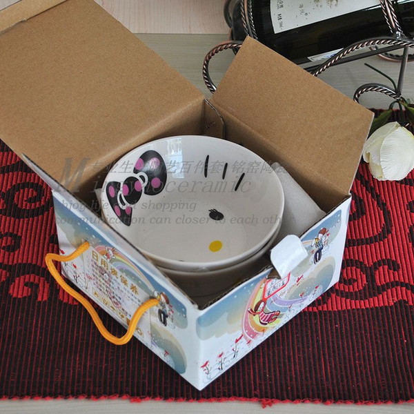 Supply Polka Dot kitty cat 6 ceramic tableware suit Korean children's dishes spoon birthday gift 3704 #