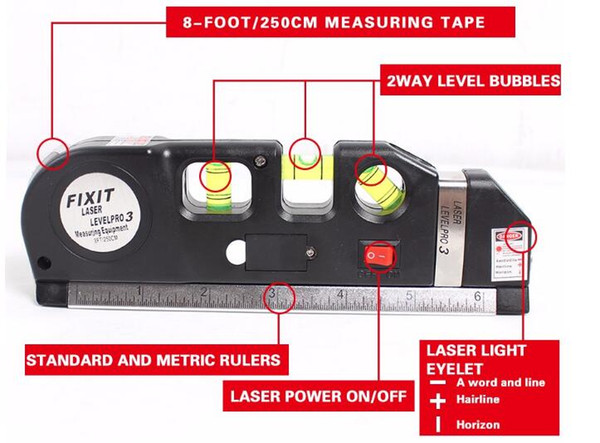 Multifunctional Mini Laser Level Horizon vertical Measure 8FT Aligner Standard and Metric Rulers Measure Instrument Infrared Level Laser