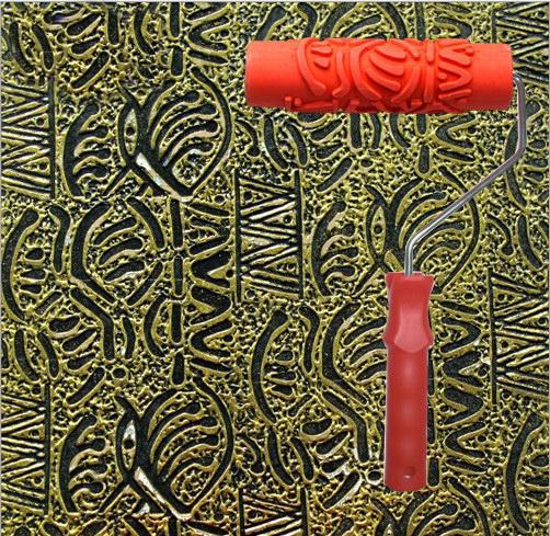 Diatom mud embossing tools textured paint roller 7 inch rubber embossed roller with handle 151