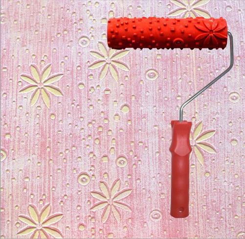 Diatom mud embossing tools textured paint roller 7 inch rubber embossed roller with handle 180