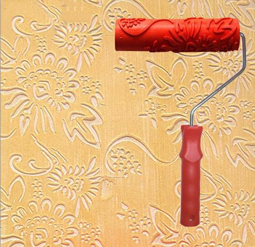 Diatom mud embossing tools textured roller 7 inch rubber embossed roller with handle 011