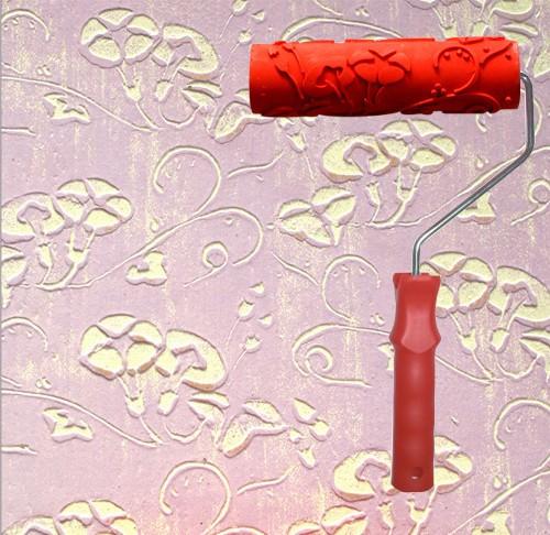 Diatom mud embossing tools textured roller 7 inch rubber embossed roller with handle 013