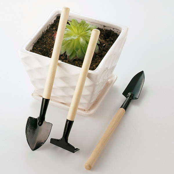 Hand Tools 3pcs/set Mini Garden Plant Tool Set With Wooden Handle Gardening Tool Shovel Rake