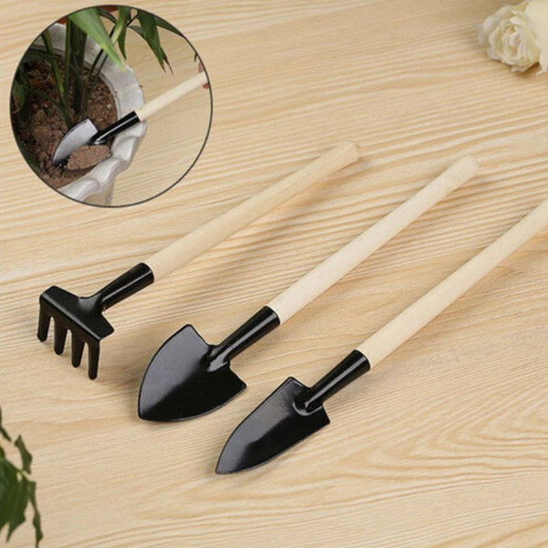 3Pcs/Set Children Mini Compact Plant Garden Hand Wood Tool Kit Spade Shovel Rake For Gardener pot culture tool