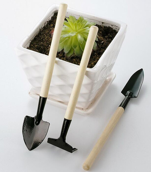 1 Set=3 pcs Mini Garden Tools Kit Small Shovel Rake Spade Wood Handle Metal Head Kids Gardener Gardening Plant Tool