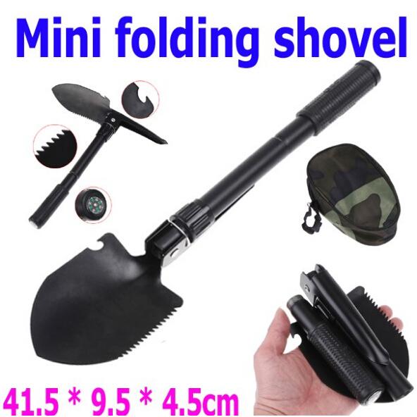 Multifunctional Folding Steel Military Shovel Spade for Garden and Camping with Compass Survival, Free Shipping MA7