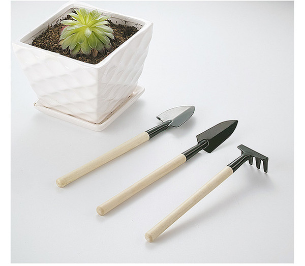 1 Set=3 pcs Mini Garden Tools Kit Small Shovel Rake Spade Wood Handle Metal Head Kids Gardener Gardening Plant Tool