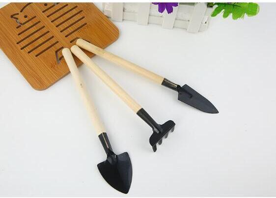 3Pcs/Set Children Mini Compact Plant Garden Hand Wood Tool Kit Spade Shovel Rake For Gardener pot culture tool