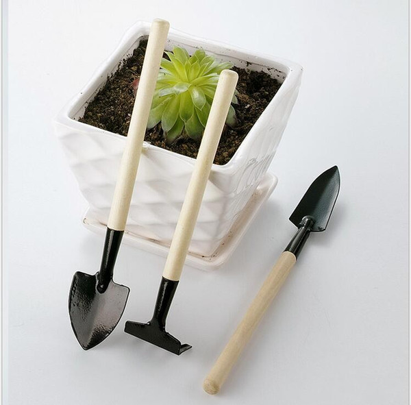 3Pcs/Set Children Mini Compact Plant Garden Hand Wood Tool Kit Spade Shovel Rake For Gardener pot culture tool