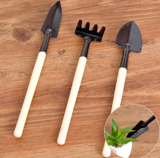 3Pcs/Set Children Mini Compact Plant Garden Hand Wood Tool Kit Spade Shovel Rake For Gardener pot culture tool