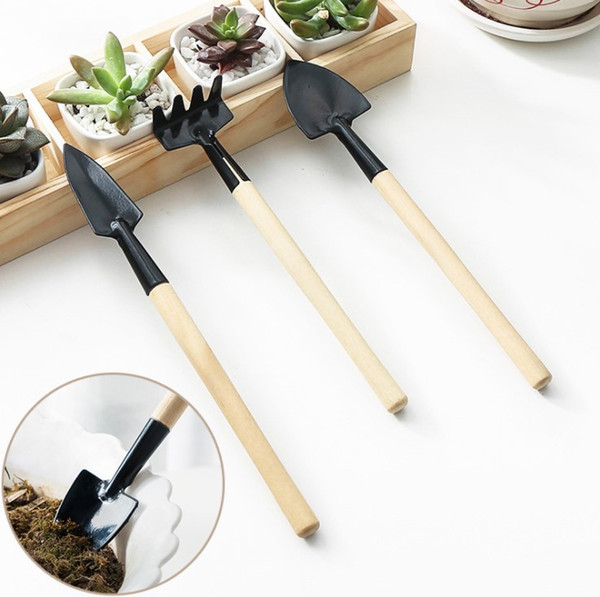 3Pcs/Set Children Mini Compact Plant Garden Hand Wood Tool Kit Spade Shovel Rake For Gardener pot culture tool