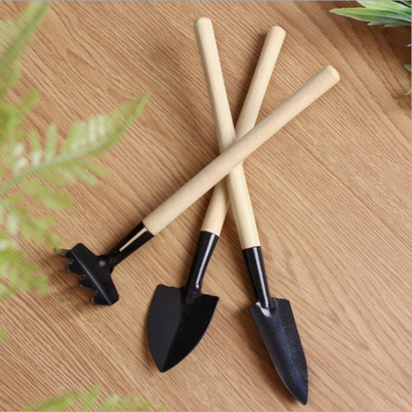 Wholesale Stainless Steel Gardening small shovel 1 Set=3 pcs Mini Garden Tools Small Shovel Rake Spade Wood Handle Metal Head Kids Tool