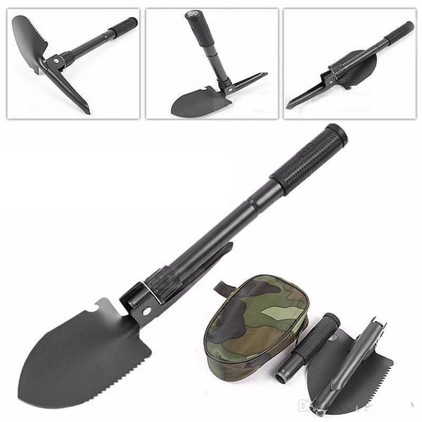 Multifunctional Folding Shovel with Pick Saw Compass ,Survival Outdoor High-carbon Steel Spade sappers Camping Tool