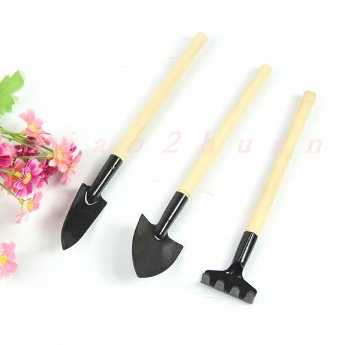 G104Free Shipping 1Set Mini Garden Tools Small Shovel Rake Spade Wood Handle Metal Head Kids Tool