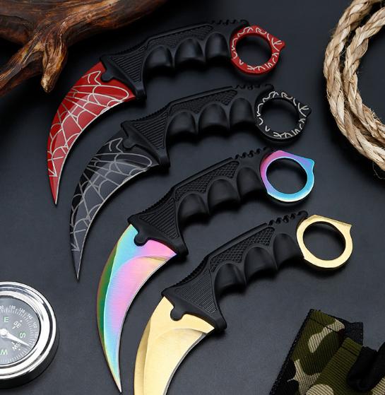 Hot Selling CSGO Counter Strike Karambit Knife with Sheath Outdoor Hunting Survival Fighting Knife Camping Tool Cool Gift for Brave Man