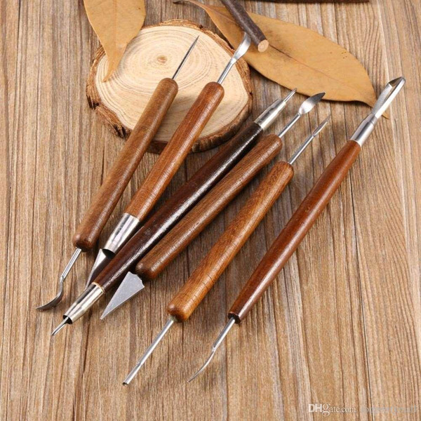 6pcs Clay Sculpting Set Wax Carving Pottery Tools Sculpt Smoothing Polymer Shapers Modeling Carved Tool Wood Handle Set Merry Christmas