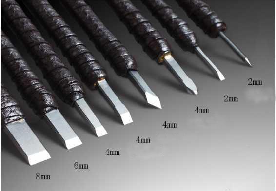 8 Pcs tungsten steel Stone Carving chisel set, hand made stone carving knives kit