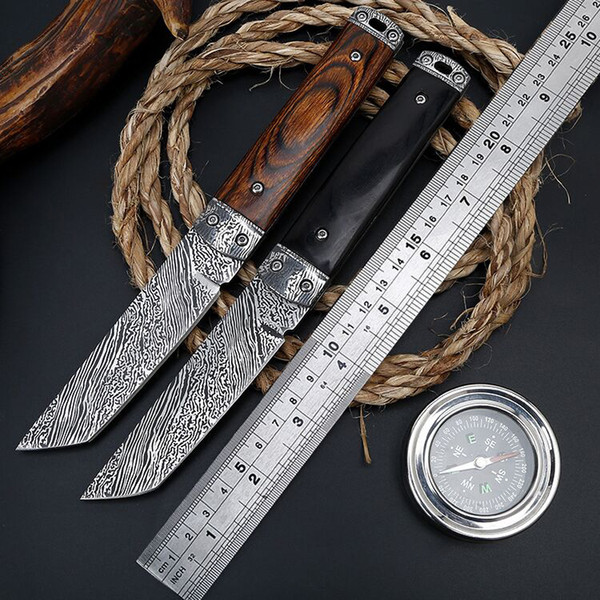 Color wooden handle wild survival outdoor tool with small straight knife