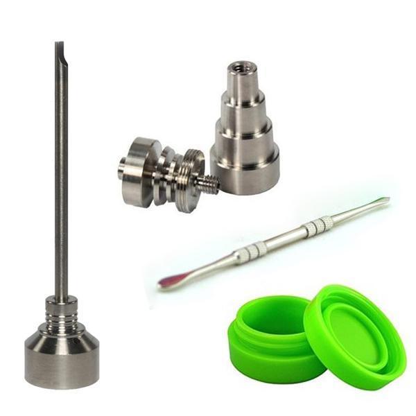 Bong Tool Set 10/14/18mm Domeless Gr2 Titanium Nail Carb Cap Dabber Slicone Jar Glass Bong Smoking Water Pipes