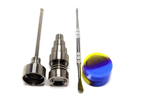 10mm & 14mm 18mm Adjustable Titanium Nail Tool Set Glass Bong Domeless GR2 Titanium Nail with Carb Cap Dabber Tool Slicone Jar Dab Container