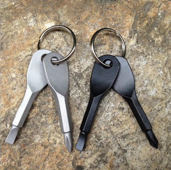 Screwdrivers Keychain Outdoor Pocket Mini Screwdriver Set Key Ring With Slotted Phillips Hand Key Pendants OOA2088