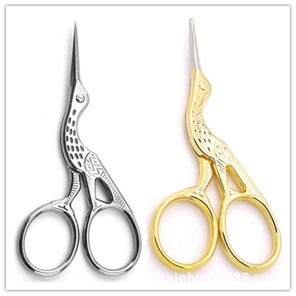 Gold Plated Silvery Small Clipper Stainless Steel Crane Shape Scissors Animal Carving Retro Hot Sell Home Tool 5 2xh2d1