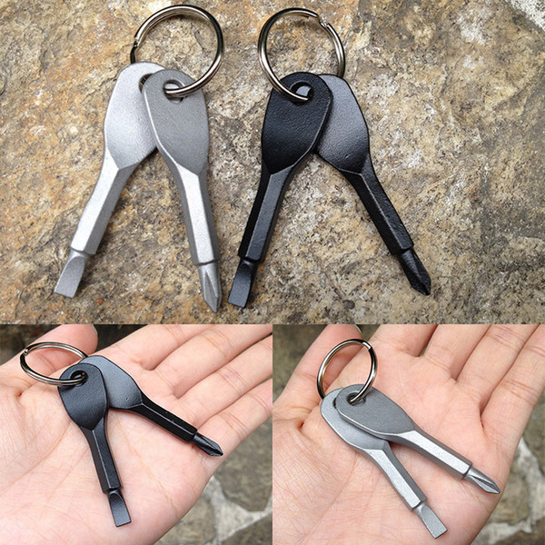 Screwdrivers Keychain Outdoor Pocket Mini Screwdriver Set Key Ring With Slotted Phillips Hand Key Pendants Key Rings WX9-204