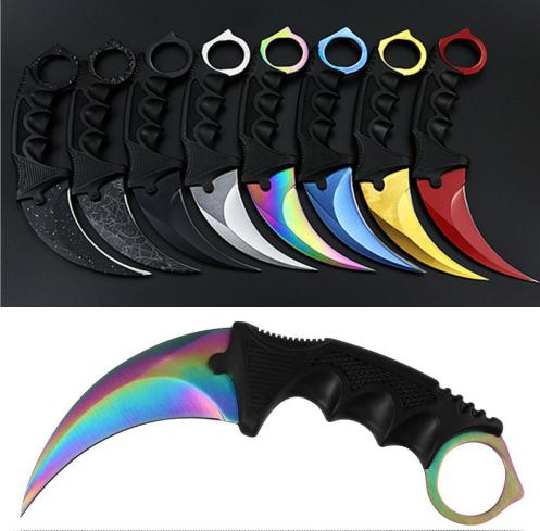 Custom Logo Hot Selling CSGO Counter Strike Karambit Knife with Sheath Outdoor Hunting Survival Fighting Knife Camping Tool Gift for Man