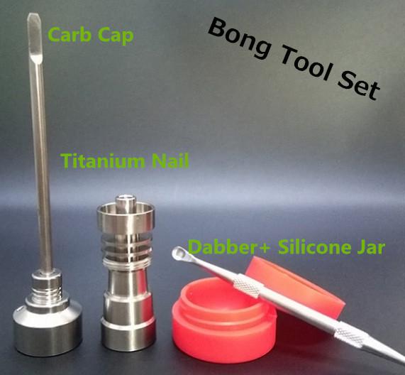 Bong Tool Set Carb Cap T-002 14mm & 18mm Domeless Gr2 Titanium Nail Dabber for Oil Rigs Glass Bong Smoking Water Pipes