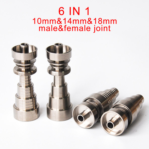 Universal Domeless 6IN1 Titanium Nails 10mm 14mm 18mm joint for male and female domeless nail free shipping & high quality