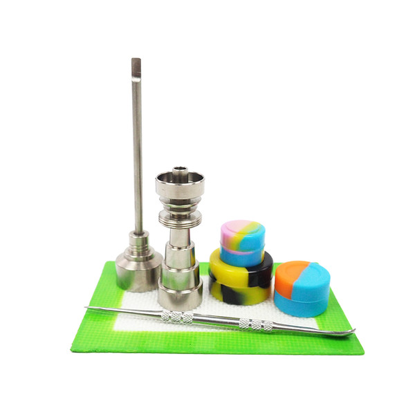 Glass Water Pipes Bong Tool set with 10mm 14mm 18mm Titanium Nail With Ti Carb Cap Dabber Silicone Jar dab mat Glass Water Bongs