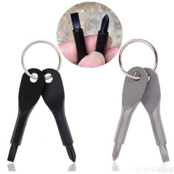 Screwdrivers Keychain Outdoor Pocket Mini Screwdriver Set Key Ring With Slotted Phillips Hand Key Pendants Key Rings TC180821