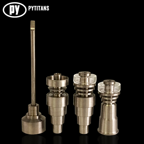 Universal 6 In 1 Titanium nail 10/14/18mm Female And Male Domeless Nail Carb Cap For Glass Pipe Or Silicone Pipe