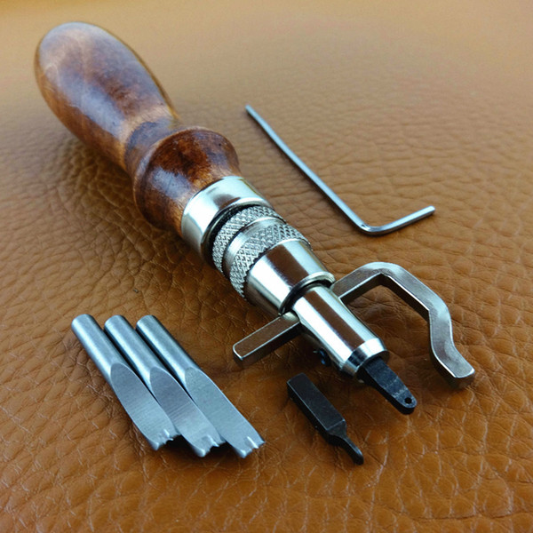 5 in 1 Pro Leathercraft Leather Groover Adjustable Width 1.5-20mm Leather Edge Stitching Groover Crease Leather Tool Set