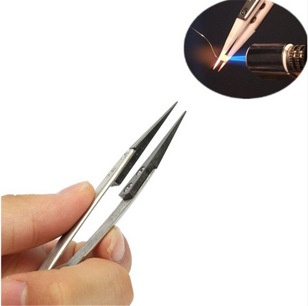 Hot Ceramic Tweezer Electronic Cigarette Resistance Wire Heat Resistant Interchangeable Head Pointed Tip Anti-static Pliers