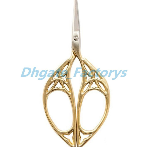 Vintage Gold Scissors Hollow Design Needlework Embroidery Metal Tailor's Scissor Thread Trimmer Free Shipping Wholesale