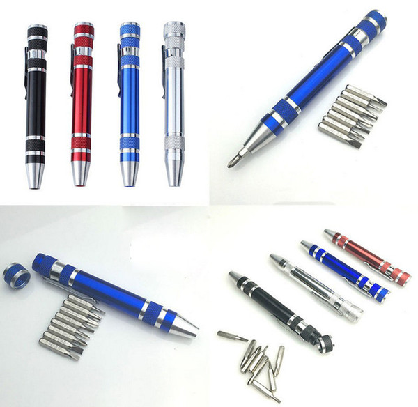 China Cheap Screwdriver Pen Set 8 In1 Aluminum Electronics DIY Repair Tool Sets Bits Precision Mini Slotted Screw Driver Portable Tools