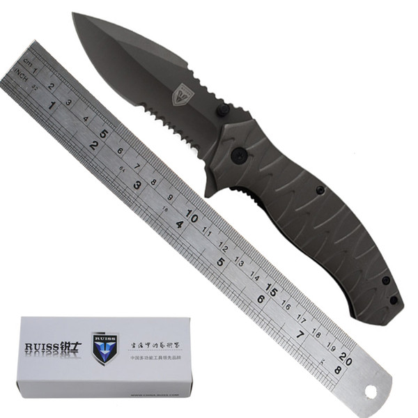 RUISS Pocket Folding Knife 3Cr13 Blade Titanium Surface Utility Tactical Knife Survival Knives With Aluminum Alloy Hanlde