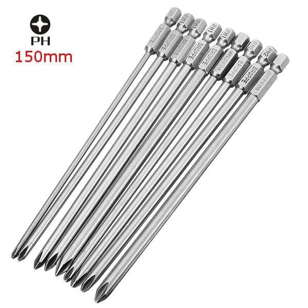 9pcs 150mm Magnetic Cross Head Screwdriver Bits Long Hex Shank