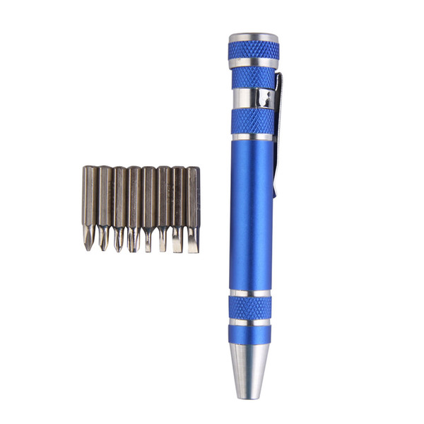 8 In 1 Precision Magnetic Pen Style Screwdriver Screw Bit Set Slotted Phillips Torx V1.5-3.5 Repair Portable DIY Tool MOQ;60PCS